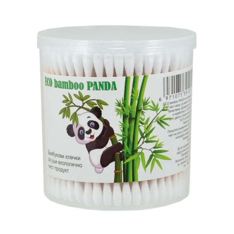 клечки за уши Eco Bambo Panda пвц кутия 200бр бамбук