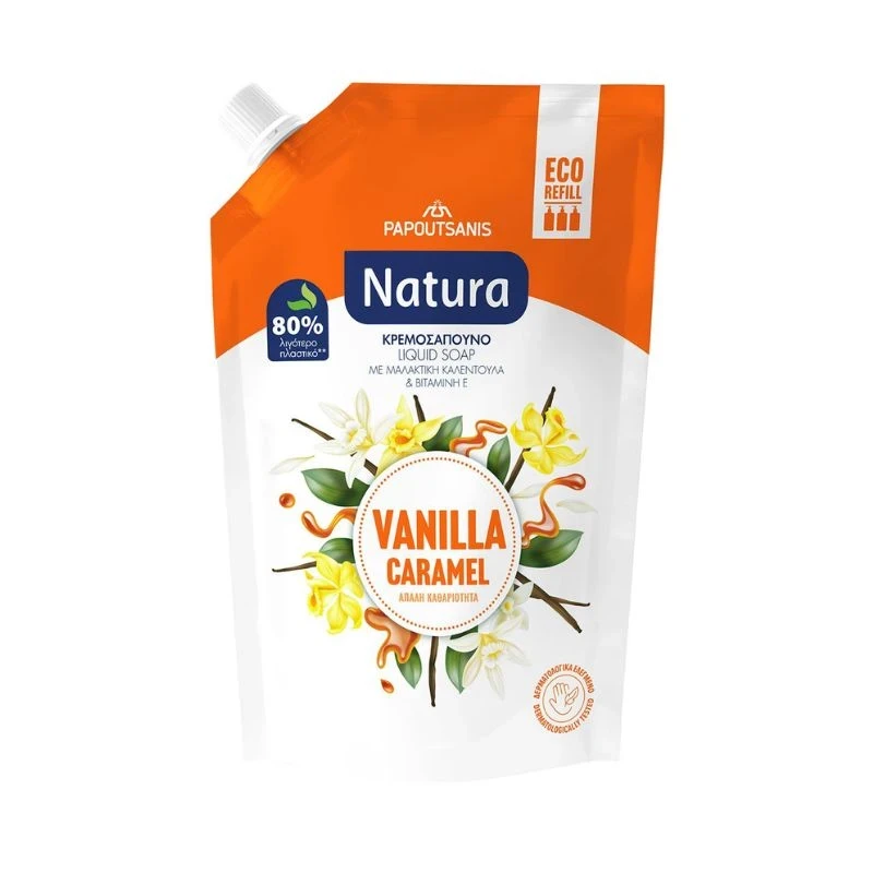 течен сапун Natura Vanilla Caramel ванилов карамел с витамин Е 750мл пълнител