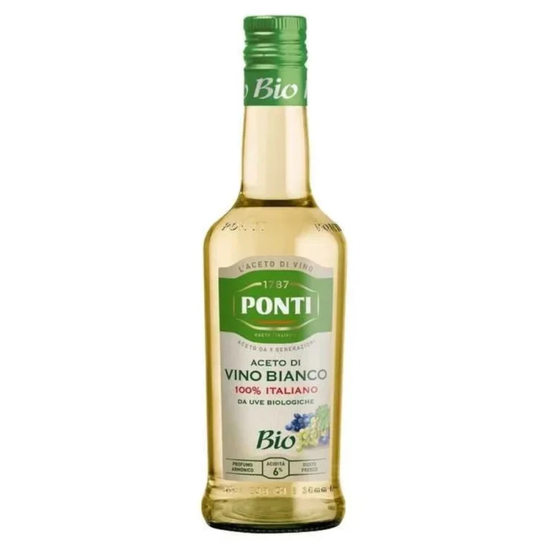 оцет Ponti aceto di Vino Bianco BIO 100пр Italiano бял винен оцет 500мл