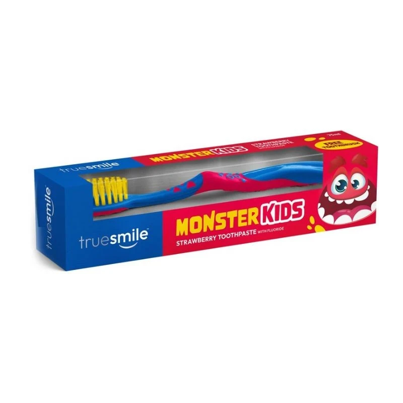 паста за зъби TrueSmile Monster Kids Strawberry с вкус на ягода + четка 75мл