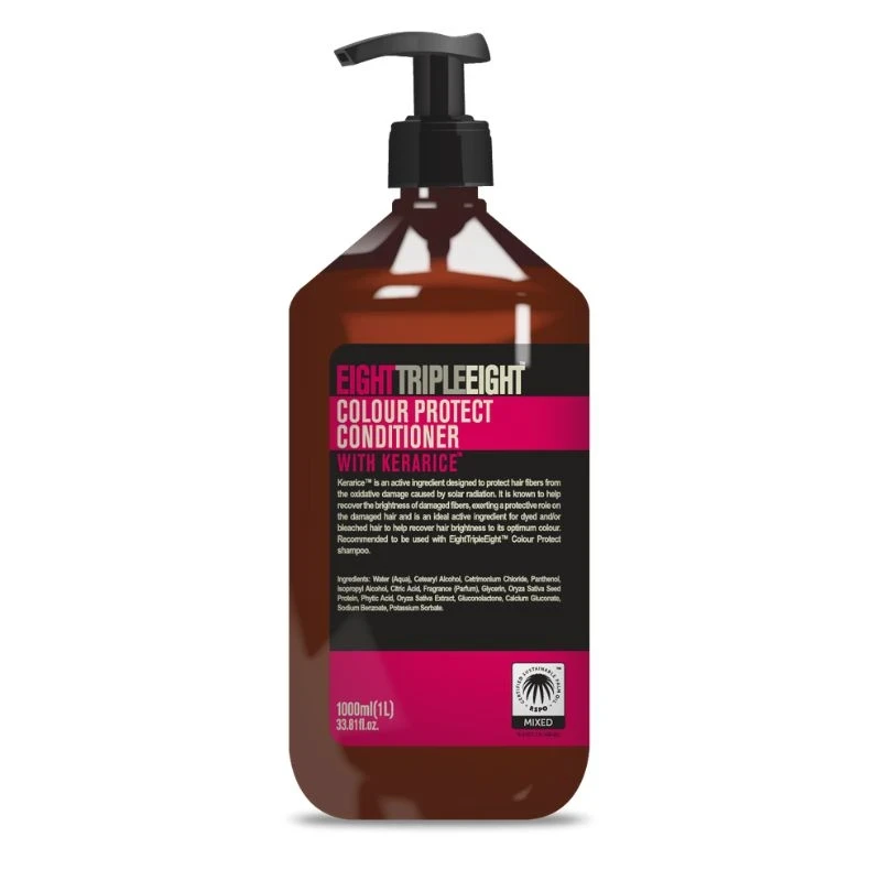 балсам EightTripleEight Colour Protect за защита на цвета с Kerarice екстракт от оризови зърна възс. блясъка и увредената коса 1л помпа