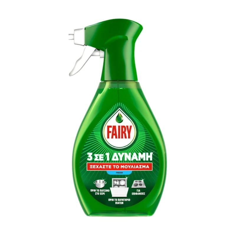 препарат съдове Fairy 3in1 power Fresh обезмаслител спрей фреш забравете накисването 500мл