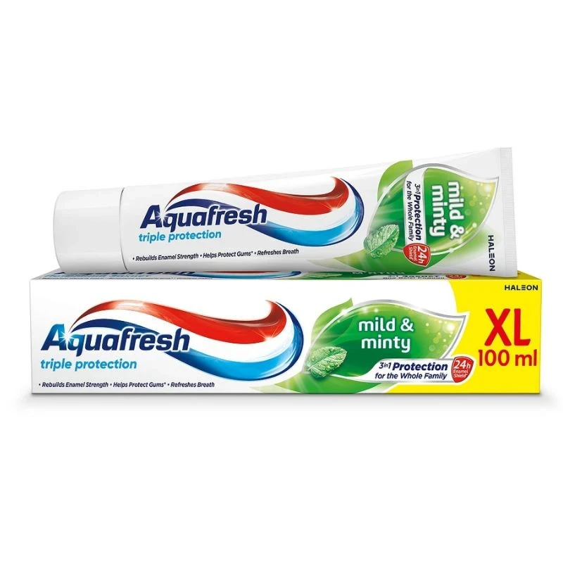паста за зъби Aquafresh Mild and Minty 3in1 protection 24h мек ментол 125мл