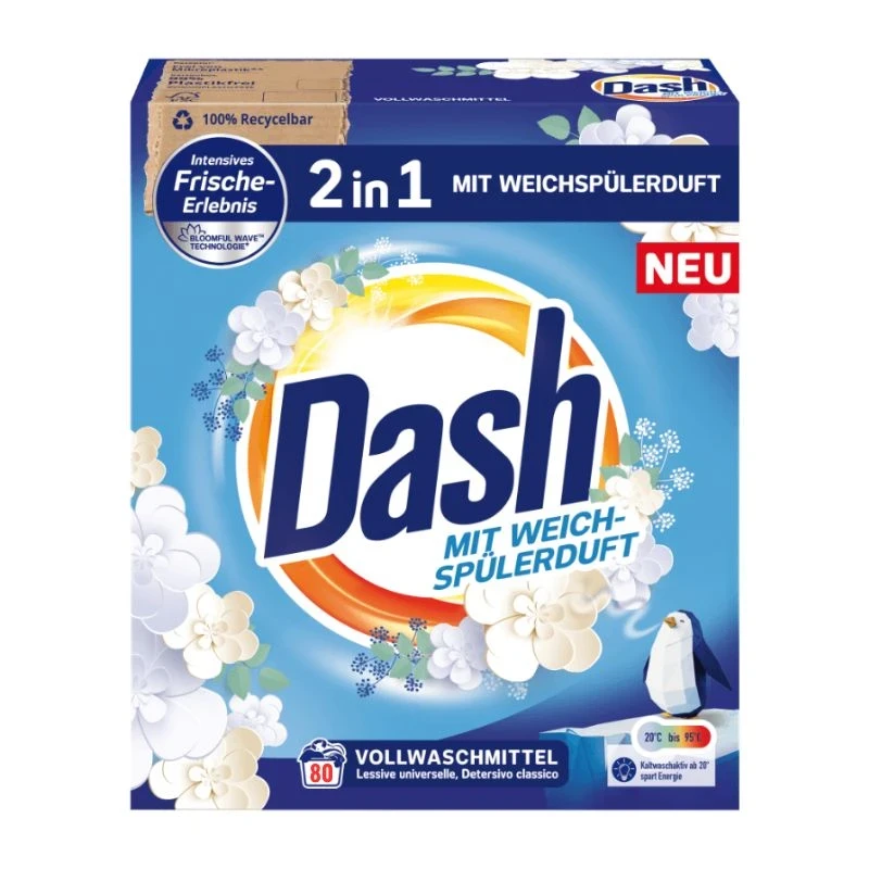 сух прах Dash Alpen mit weichspulerduft 2in1 универсал с аромат на омекотител 80пр 4.8кг