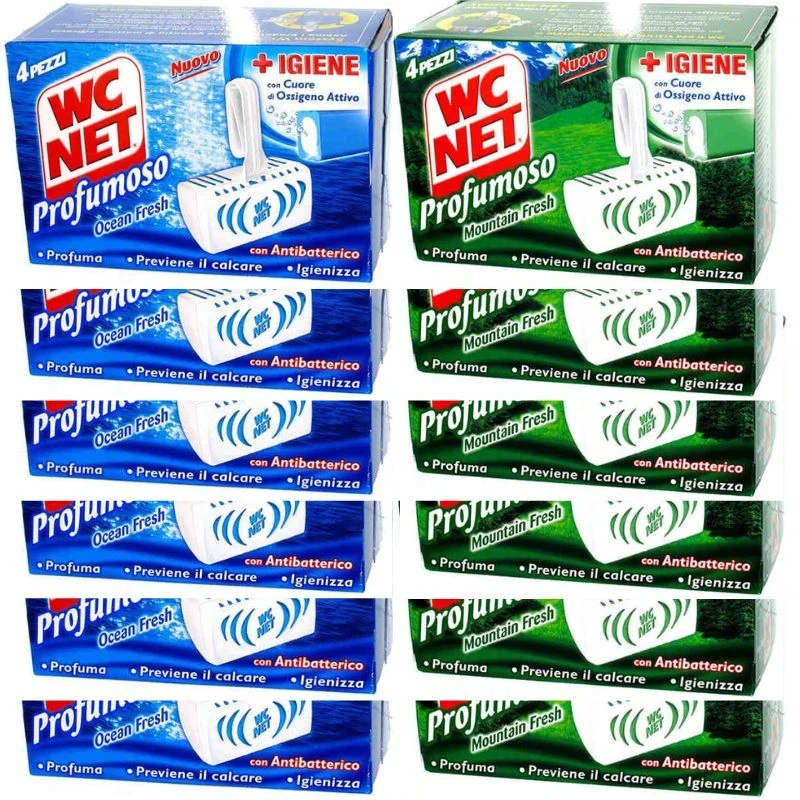тоалетно блокче Wc Net цял кашон (6 кутий Ocean Fresh+6 кутий Mountain Fresh) 4бр блокчета в кутия