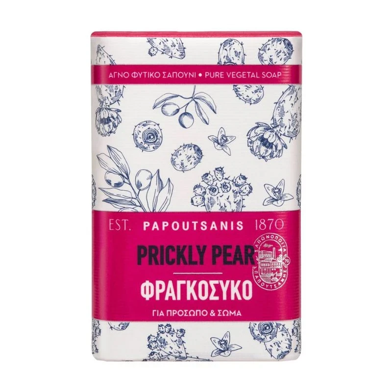сапун Papoutsanis Pure Soap vegetal Prickly Pear натурален чист сапун с бодлива круша за лице и тяло 150гр