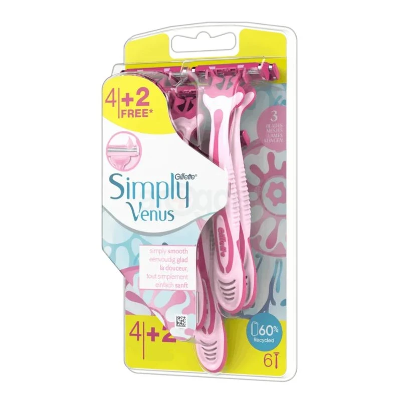 самобръсначка Gillette Simply Venus глава с 3 ножчета 4+2=6бр самобръсначки