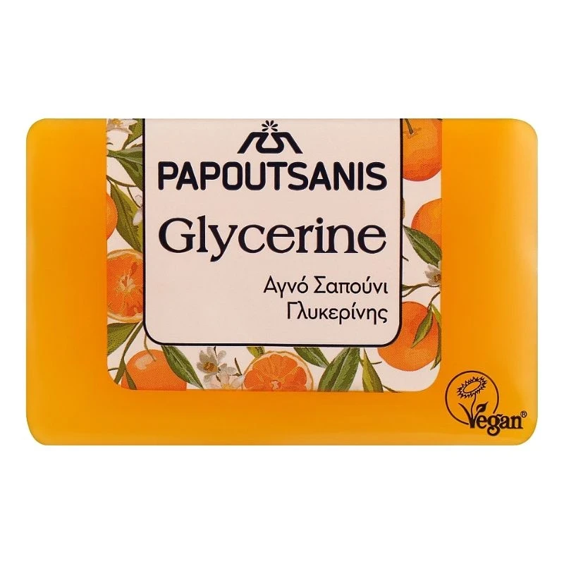 сапун Papoutsanis Glycerine yellow Vegan чист глицеринов сапун с пикантен аромат на портокал 125гр