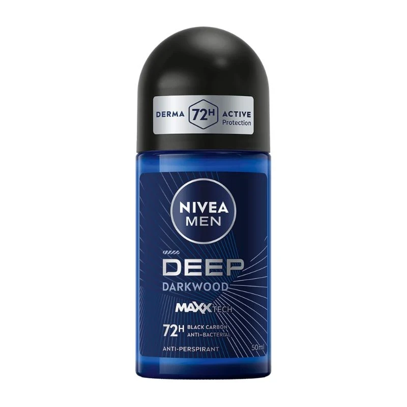рол-он дезодорант Nivea men Deep Darkwood 72h antibacterial обогатен с черен въглерод 50мл