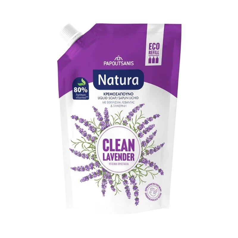 течен сапун Natura clean Lavender чиста лавандула 750мл пълнител