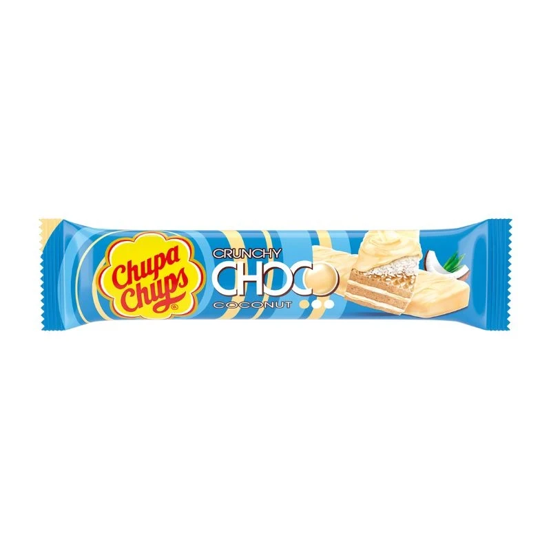 вафла Chupa Chups crunchy choco coconut хрупкав бял кокосов шоколад 27гр