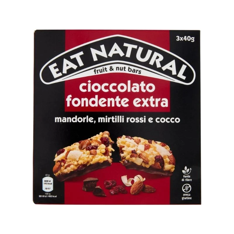 барче Ferrero Rocher  Eat Narture Cioccolato fondente extra екстра черен шоколад, бадеми, червени боровинки и кокос 3х40гр