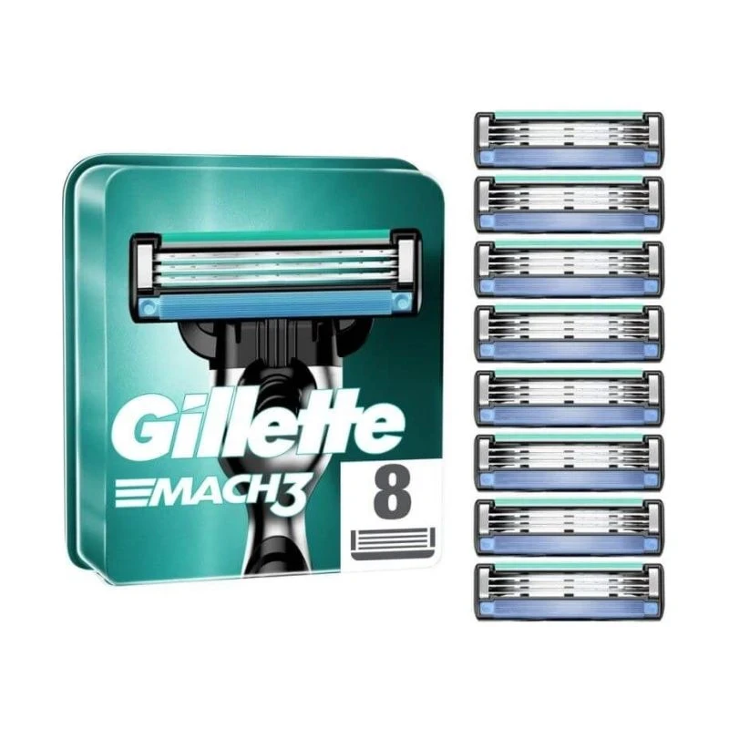 ножчета Gilette Mach 3+ глава с 3 ножчета 8бр резерви