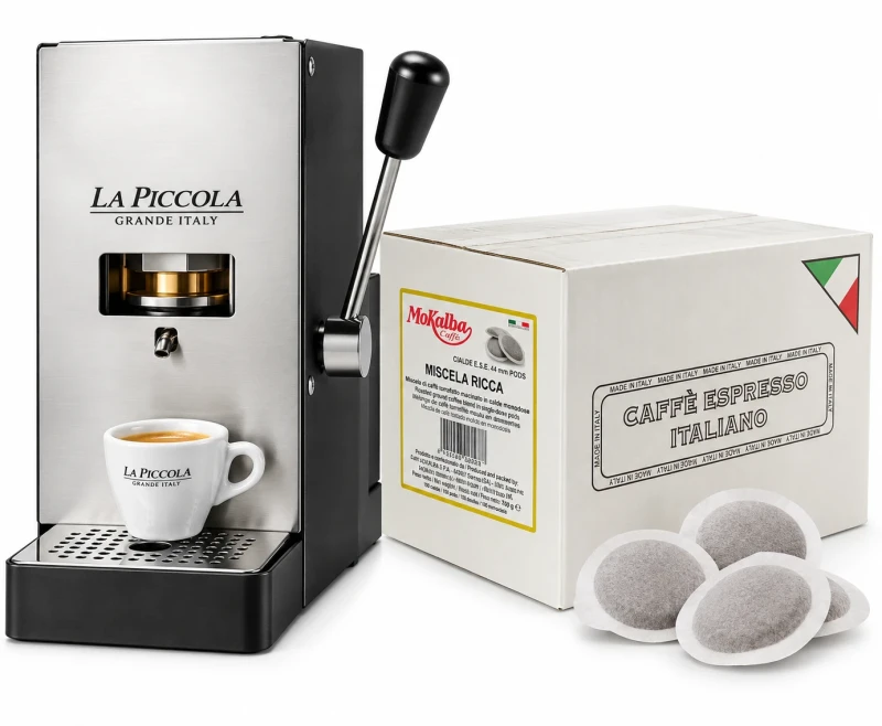 кафе машина La Piccola Sara Classic + подарък кафе Mokalba Rica 100бр хартиени дози