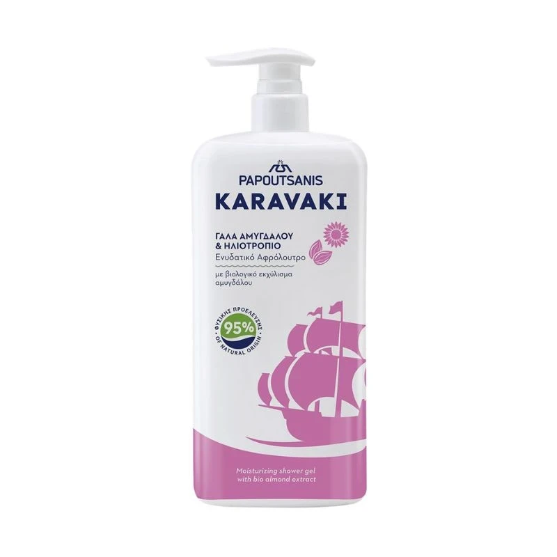 душ гел Karavaki Almond mil and Sunflower бадемово мляко и слънчоглед 750мл помпа