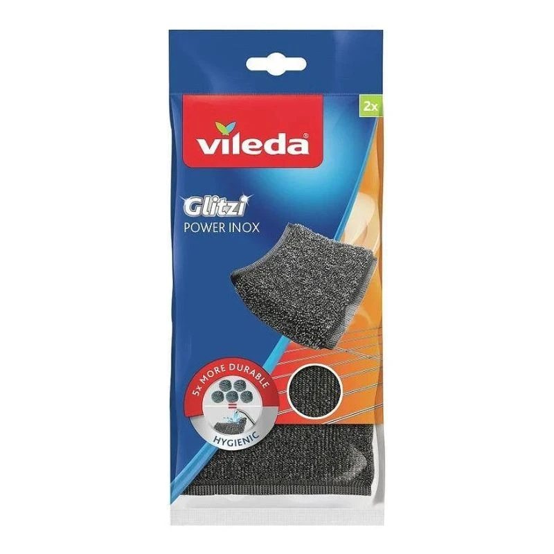 гъба Vileda Glitzi Power Inox мощна почистваща гъба с неръждаема стомана 2бр