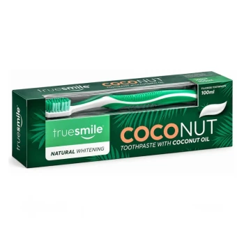 Снимка на паста за зъби TrueSmile Coconut с кокосово м-ло за естествено избелване + четка 100мл