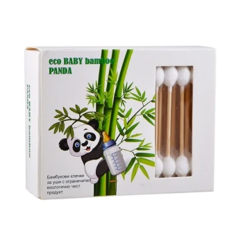 Снимка на клечки за уши Eco Bambo Panda  картон 100бр бамбук