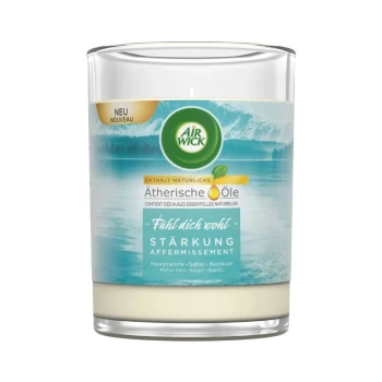 Снимка на свещ Air Wick Essential Oils Strengthening подсилващ освежаващ аромат от етерични м-ла 220гр