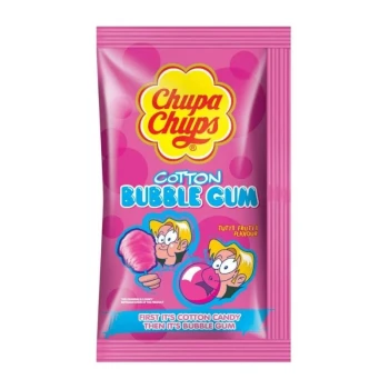 Снимка на захарен памук Chupa Chups Cotton Bubble Gum вкус тути фрути от памук става на дъвка 11гр