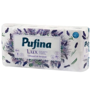 Снимка на хартия тоалетна PUFINA LUX 8 рола 3 пластова LAVANDA