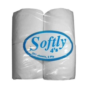 Снимка на тоалетна хартия Softly 3 пластова 750гр 4 рула