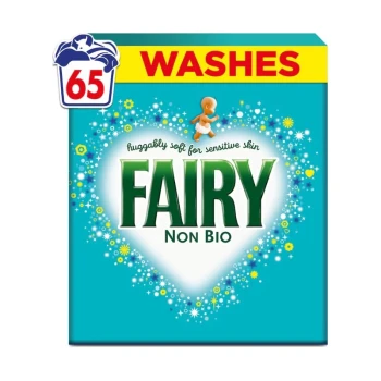 Снимка на сух прах Fairy Non Bio Sensitive без ензими за чувствителна кожа бебешки универсал 65пр 3,575кг