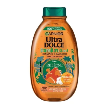 Снимка на шампоан/балсам Garnier BamBini 2in1 Albicocca кайсия и памук, почиства и разплита, не пари на очите, дерматологично тестван 250мл