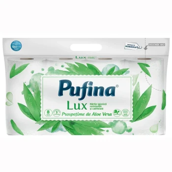Снимка на хартия тоалетна PUFINA LUX 8 рола 3 пластова ALOE VERA