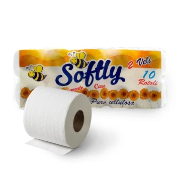 Снимка на тоалетна хартия Softly 2 пластова 500гр 10 рула