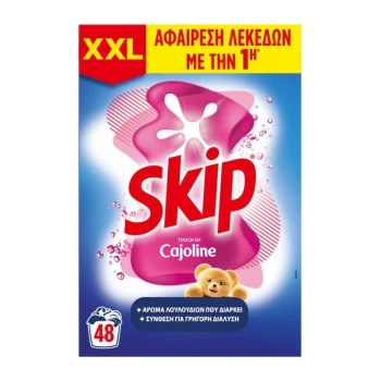 Снимка на сух прах Skip Cajoline с аромат на омекотител универсал 48пр 3.12кг