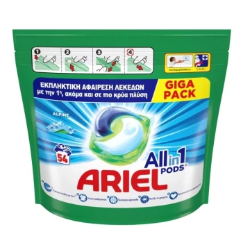 Снимка на капсули Ariel All in1 Alpine 54пр бяло