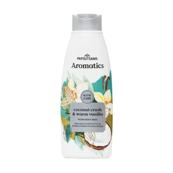 Снимка на душ гел Papoutsanis Coconut Crush and Warm Vanilla топла ванилия с кокосово м-ло 600мл