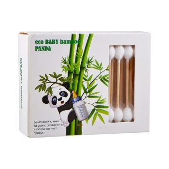 Снимка на клечки за уши бебешки Eco Bambo Panda картон 55бр бамбук