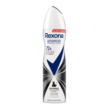 Снимка на део спрей дезодорант Rexona Invisible on black and white 72h 150мл