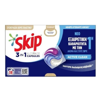 Снимка на капсули Skip 3in1 Active Clean 38пр активно почистване бяло