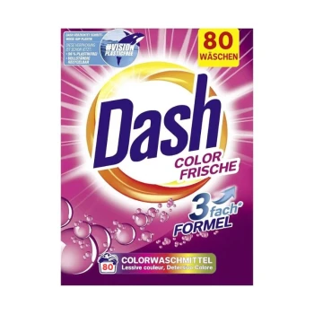 Снимка на сух прах Dash Color mit weichspulerduft 2in1 цветно с аромат на омекотител 80пр 4.8кг